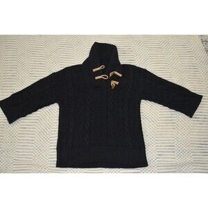 Ralph Lauren Unisex Cable Hand Knit Cowl Neck Sweater Size L Blue Pullover